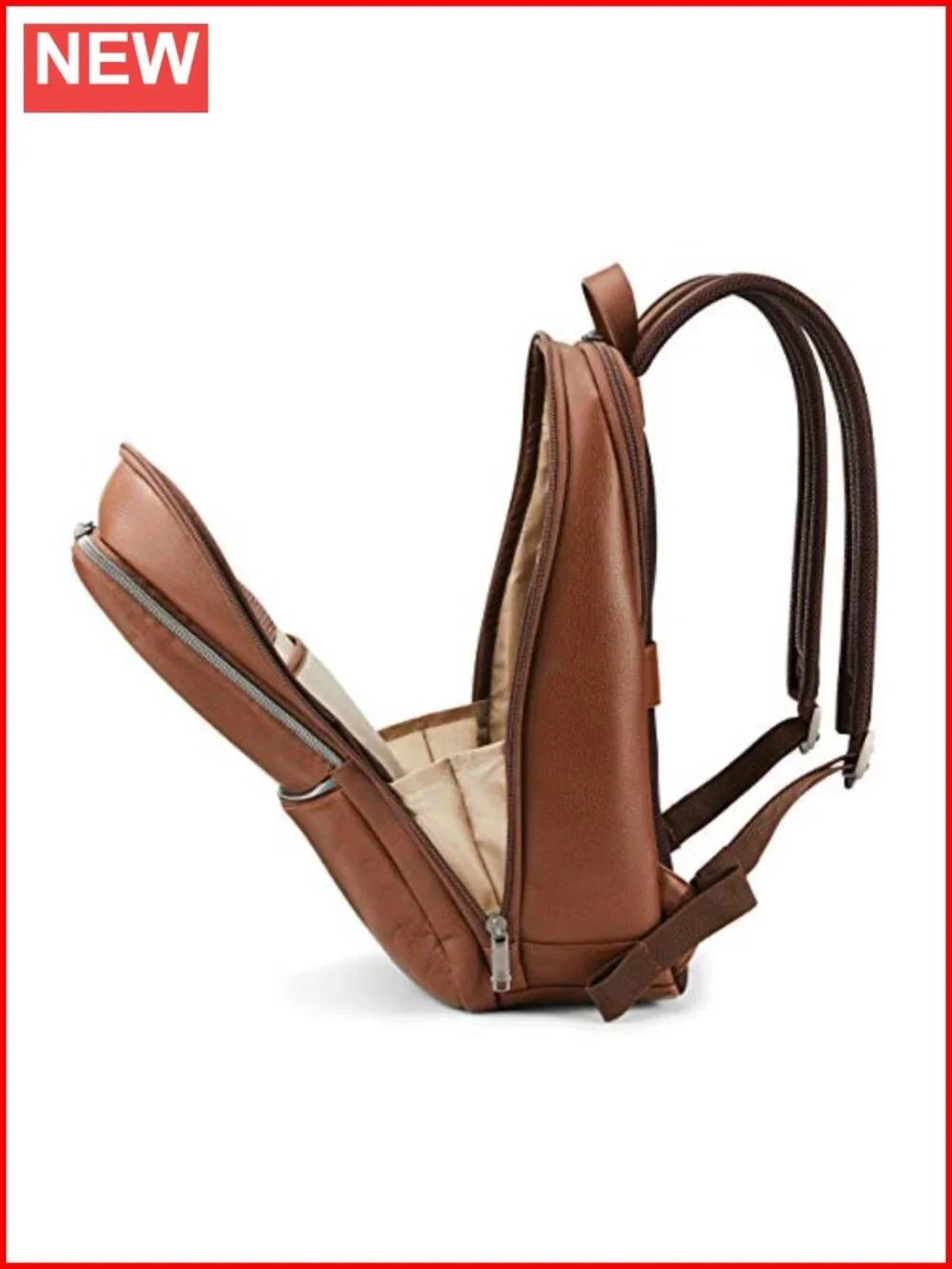 Slim Leather Backpack with Laptop Pocket